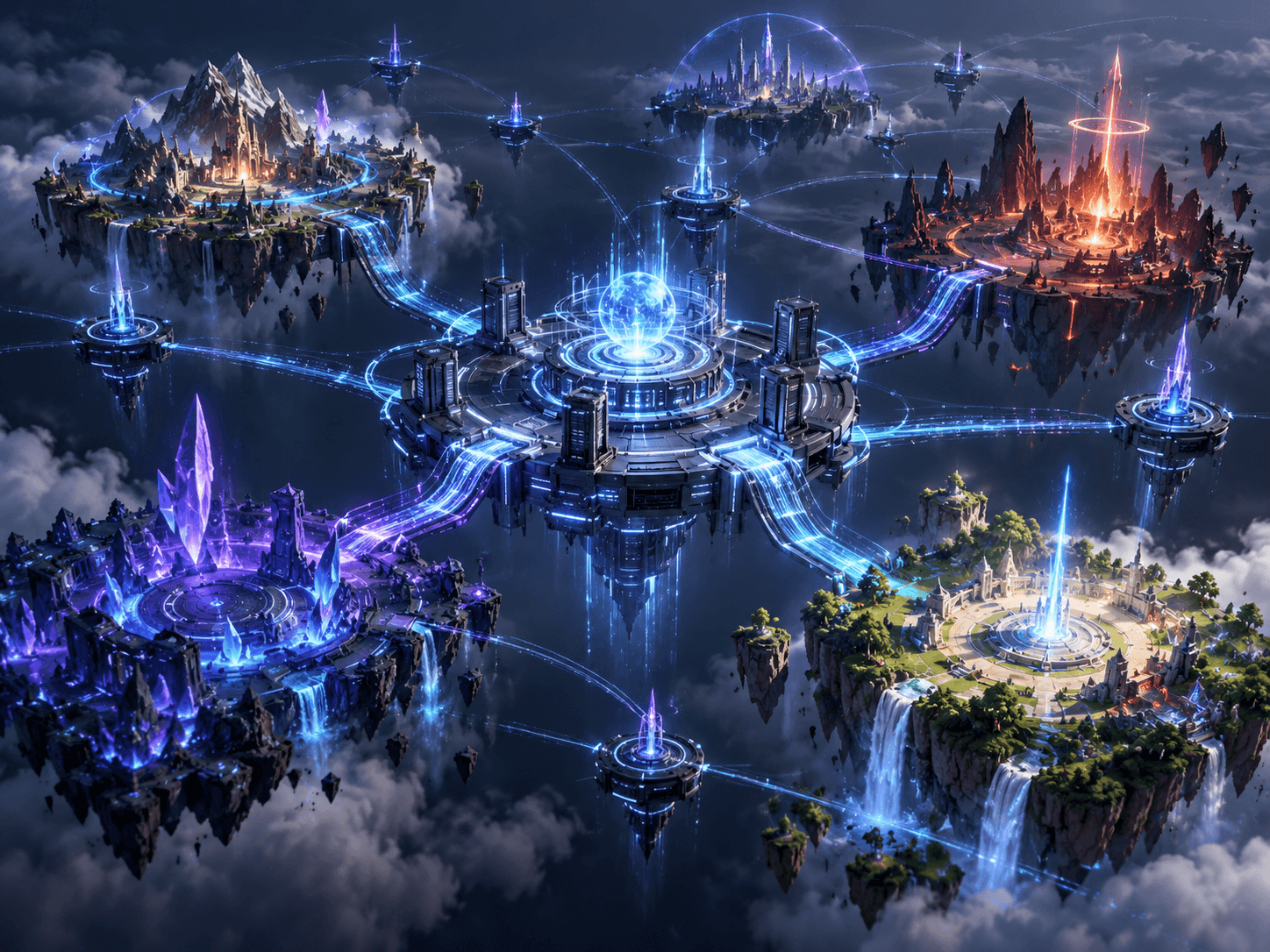 Connected online game regions and live-service pathways