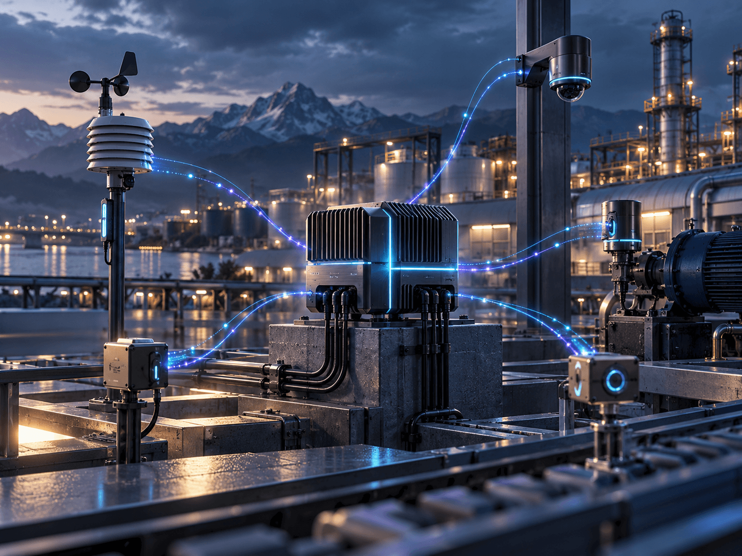 Industrial sensors connected to an edge computing hub